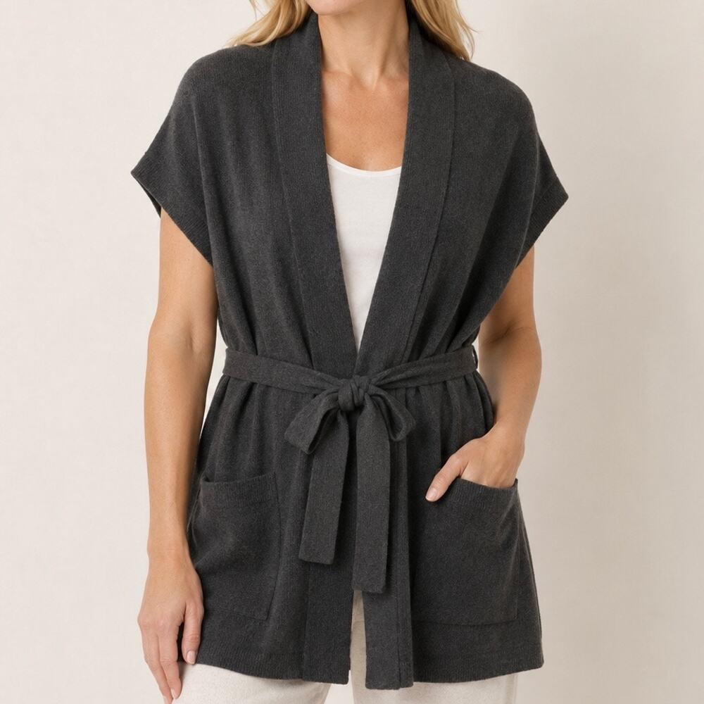 BAREFOOT DREAMS | CozyChic Ultra Lite Waist Tie Vest Charcoal Gray Carbon | 1X